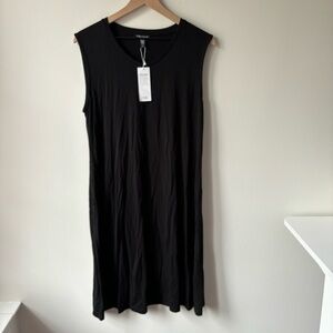 Eileen Fisher V-Neck K/L Dress-Viscose‎ Stretch NWT $188 Sz S/P Black